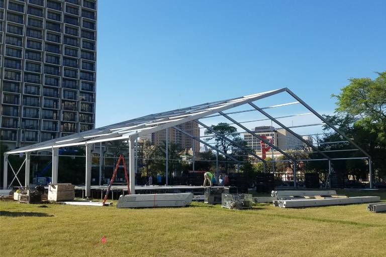 Tent Setup Behind The Building